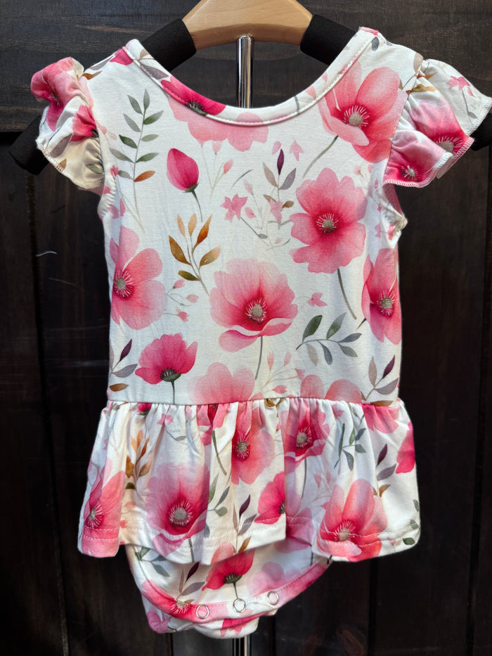 "Pink Floral" Ruffle Onesie