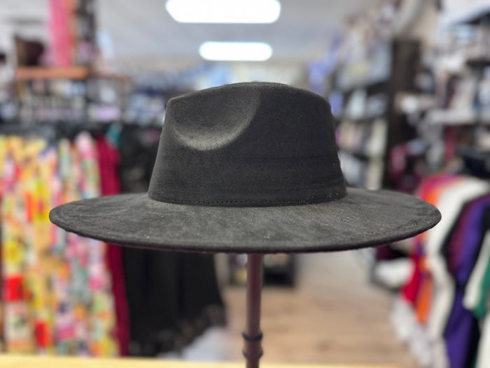 Suede (Wide Brim) Fedora- Black