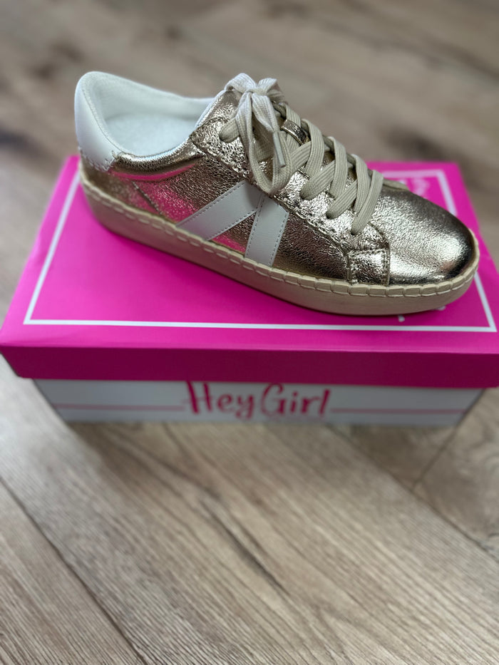 Friend Zone Shoes- "Gold Crinkle Metallic"