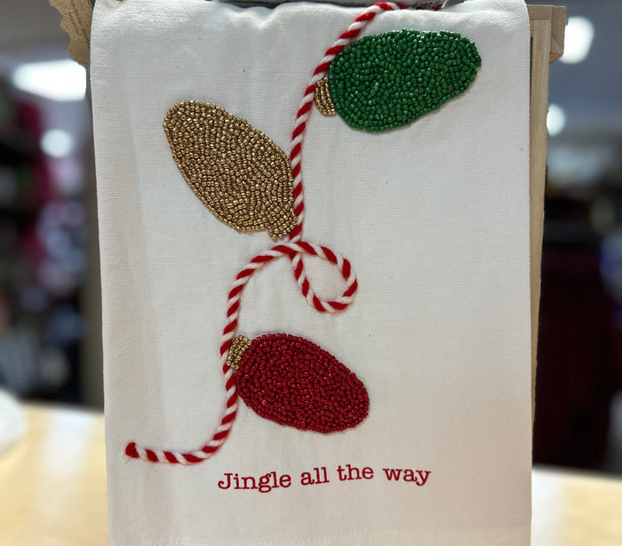 Kitchen Towels- "Jingle All The Way" Beaded