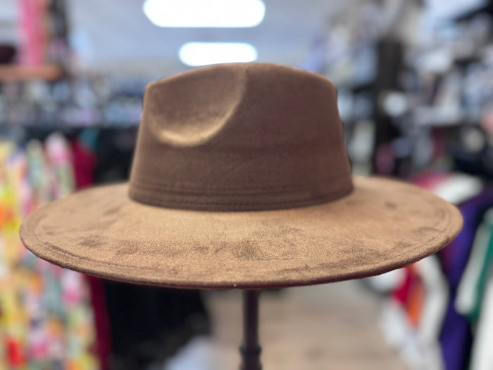 Suede (Wide Brim) Fedora- Chocolate