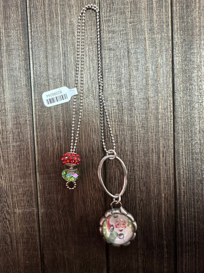 Holidayzz Necklaces- "Rosy Cheek Santa" Glass Bulb