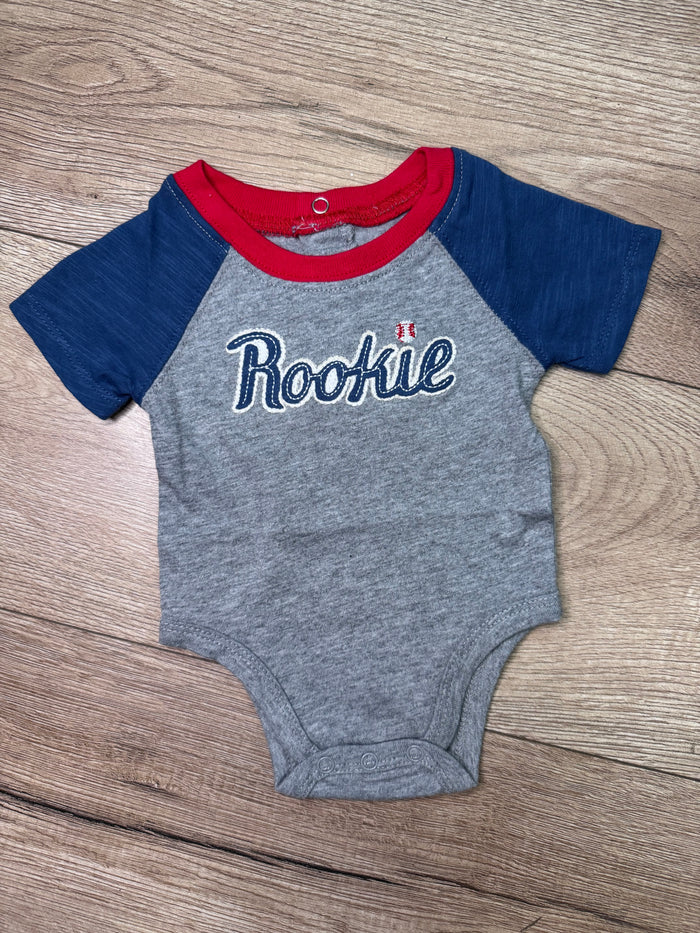 "Baseball Grey; Rookie" Crawler Onesie