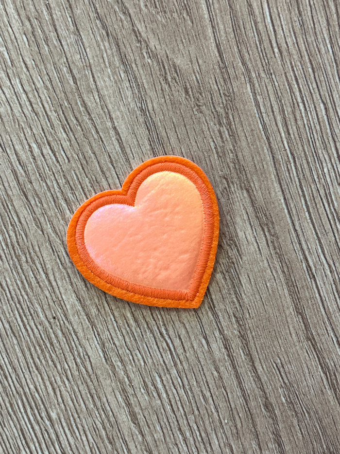 Hat Patches (Holographic)- "Puffed Hearts" Orange (2X2)