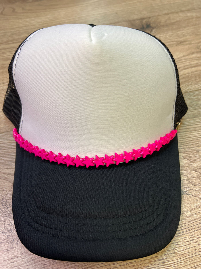 "Scarlett" Hat Bands- "Pink Stars"