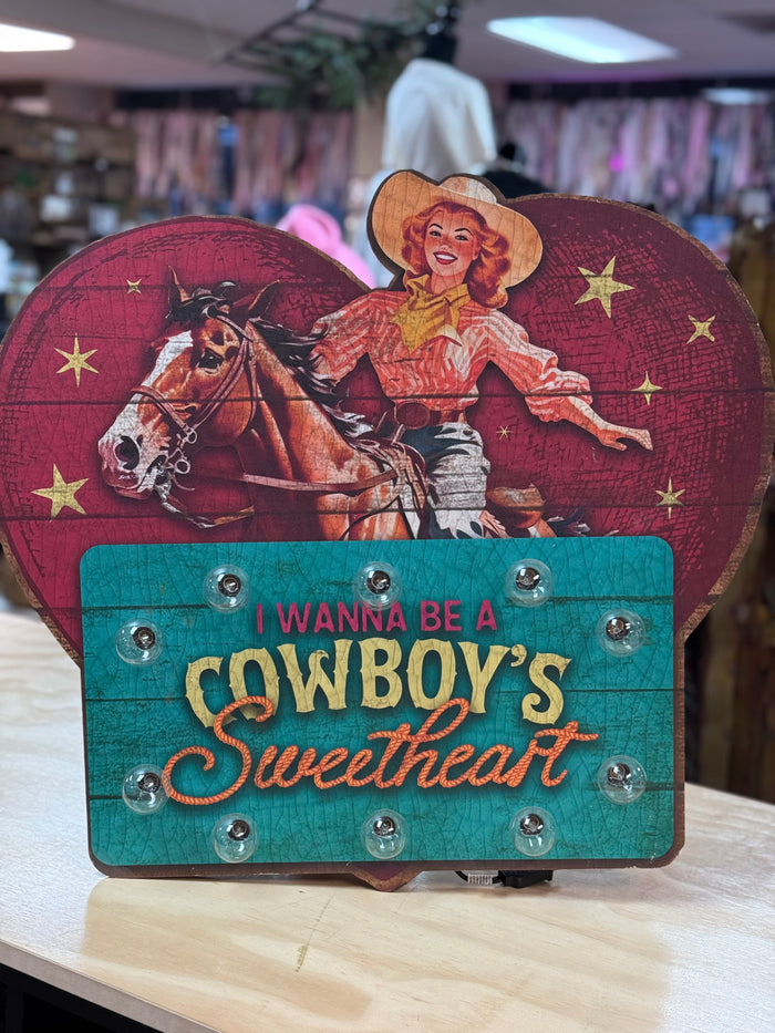 Wall "Light Up" Décor- "I Wanna Be A Cowboy's Sweetheart"