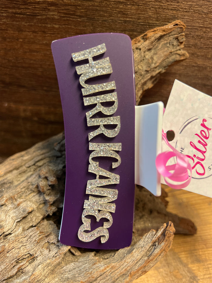 Silver "Hurricanes"- Purple Spirit Hair Claw Clip