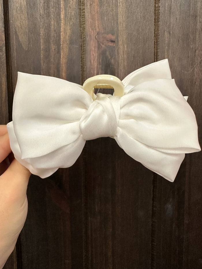 "Morgan" Hair Claw Clip- "Bow" Cream