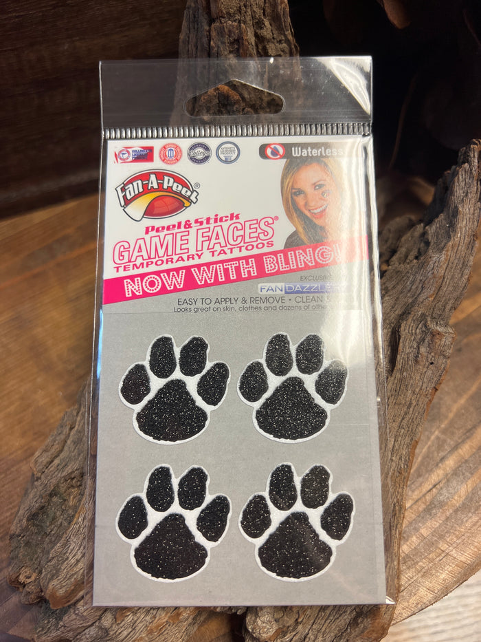 Face Tattoos- "Glitter Paw" Black