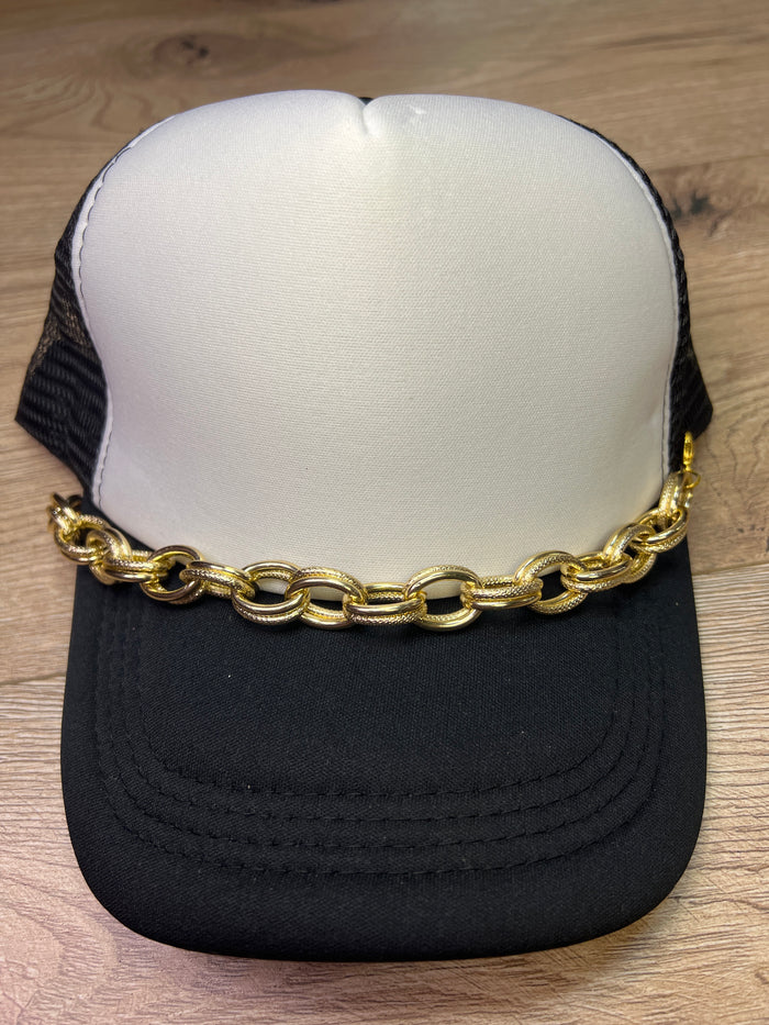 "Tatum" Hat Bands- "OG & Hammered Double Linked Chain" Gold