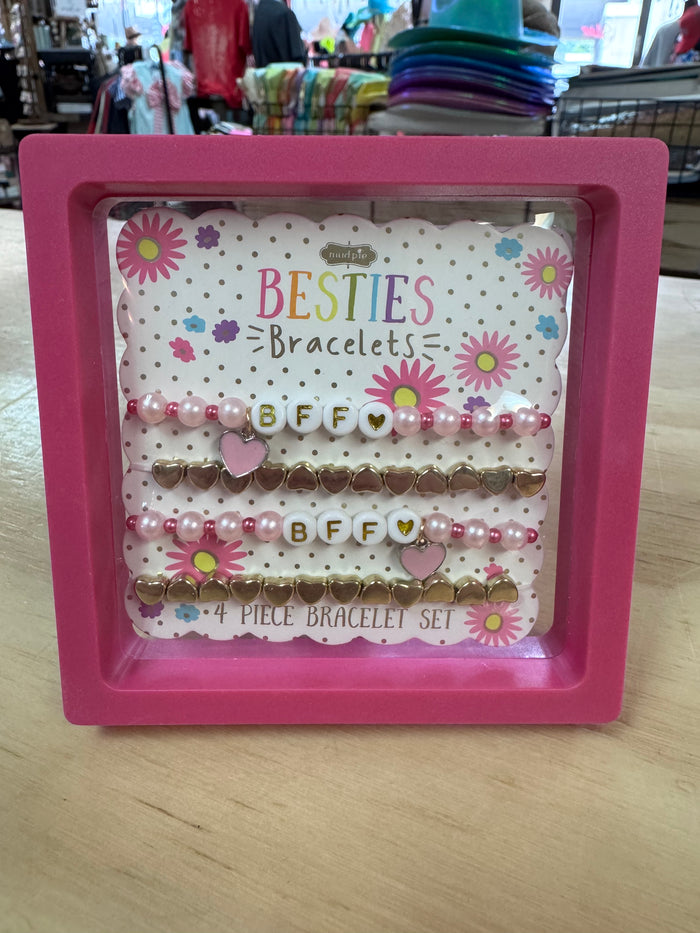 Kids Beaded Bracelet- "BFF; Hearts"