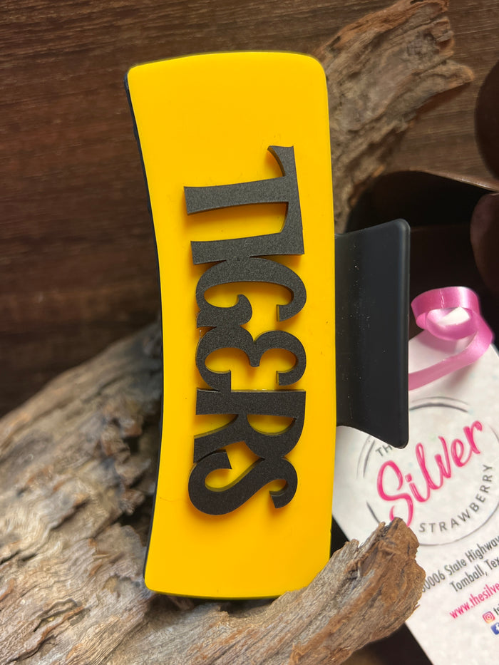 Black "Tigers" Yellow Spirit Hair Claw Clip