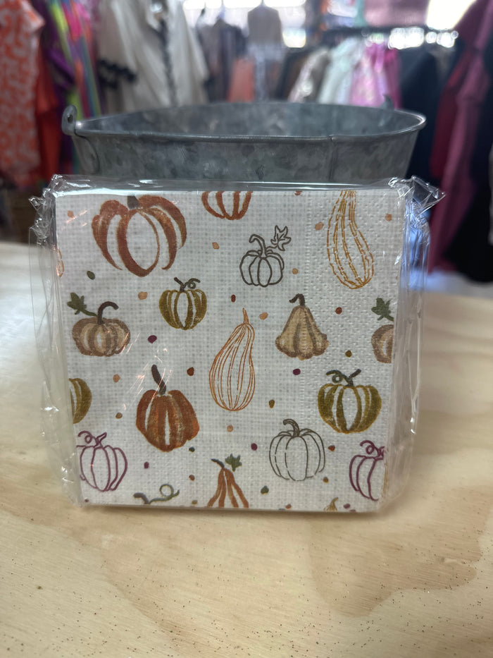 Cocktail Napkins- "Assorted Pumpkins"