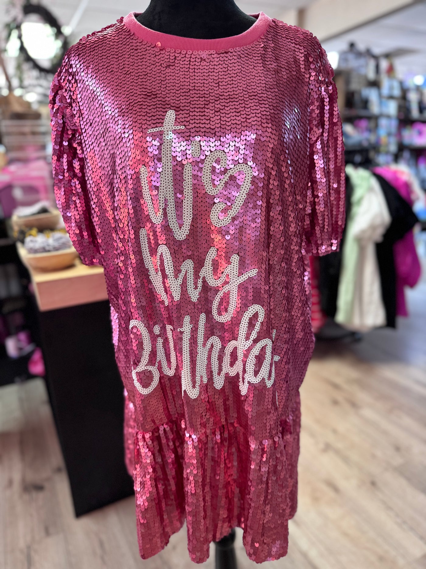 It's My Birthday Hot Pink Flare Sequin Dress It's My Birthday\" Hot Pink Flare Sequin Dress – The Silver Strawberry