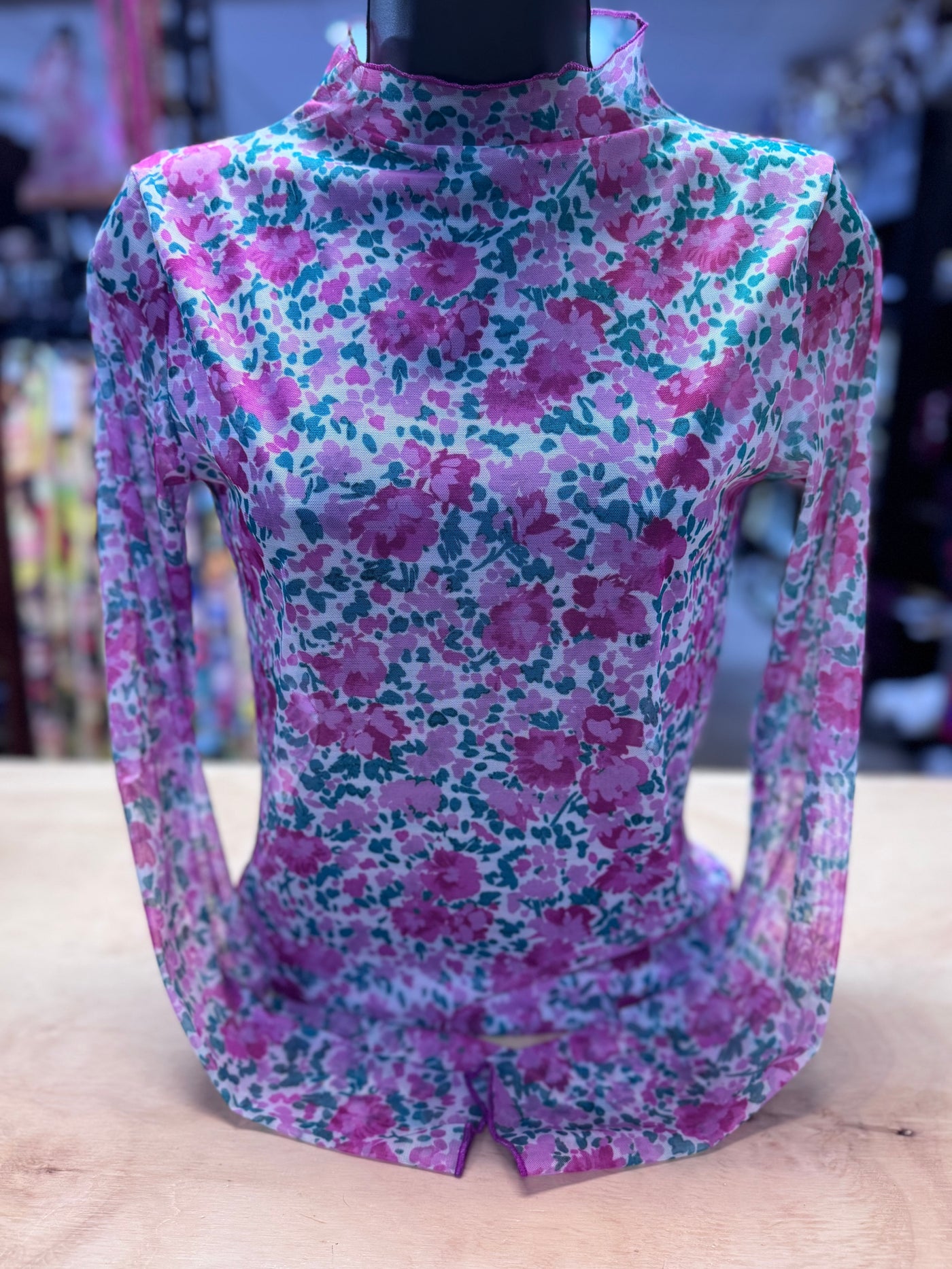 トップス BLUR PINK FLOWERS SEE-THROUGH TOPS BLUR PINK FLOWERS SEE-THROUGH TOPS BLUR PINK FLOWERS SEE-THROUGH