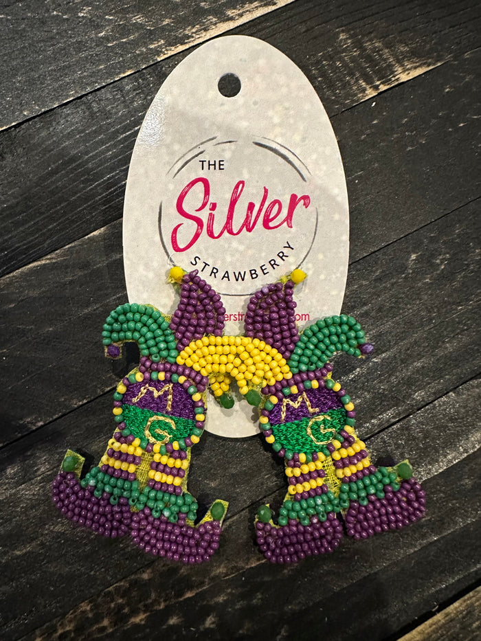 Sugar Crush Earrings- Mardi Gras "MG" Hat & Boots