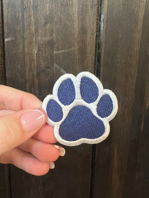 Embroidered Hat Patches- "Navy & White Wildcat Paw" (2X2)