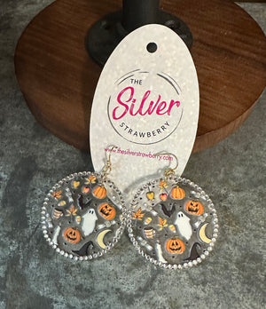 Glossy Acrylic Earrings- "Halloween Theme" Circle