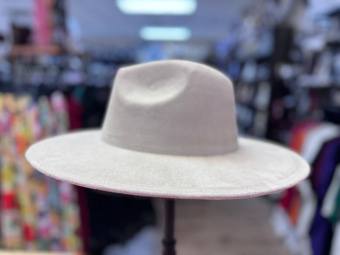 Suede (Wide Brim) Fedora- Sand