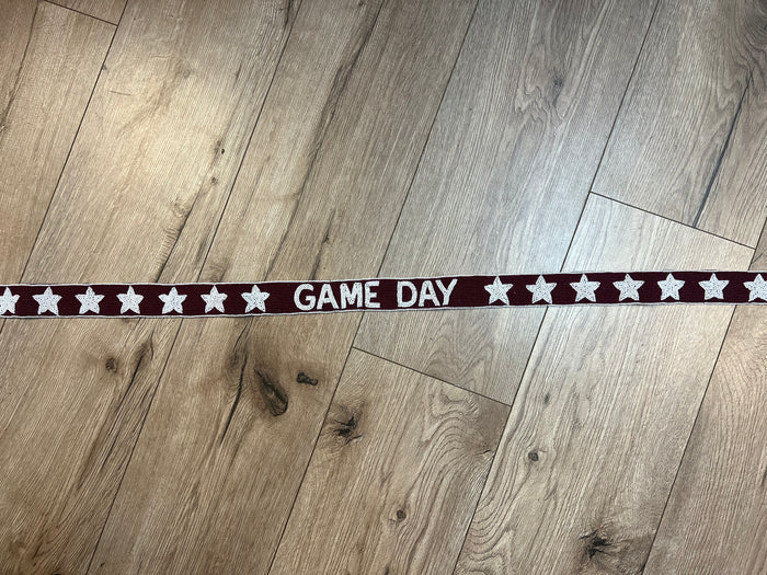 Nadine Purse Strap- "Game Day; Stars" Maroon & White