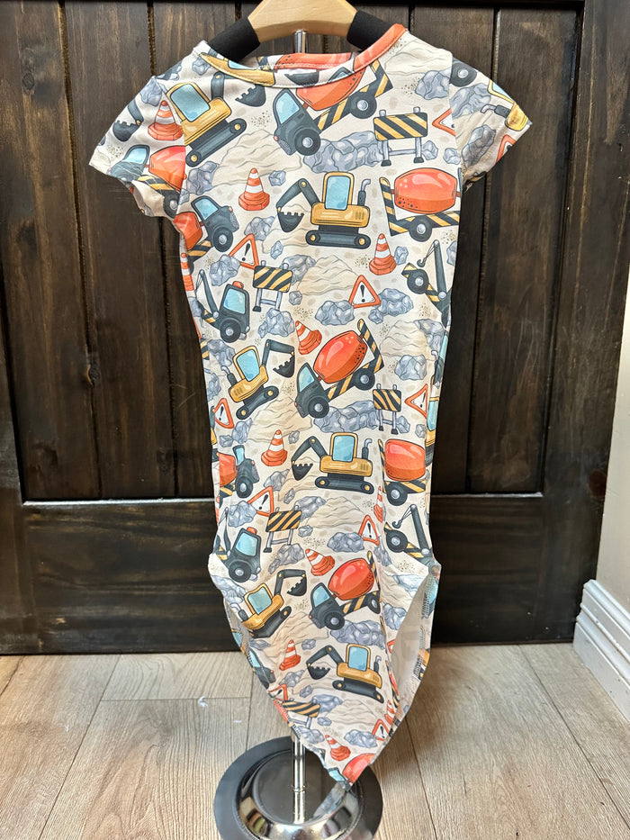 "Construction Zone" Tie-Up Onesie