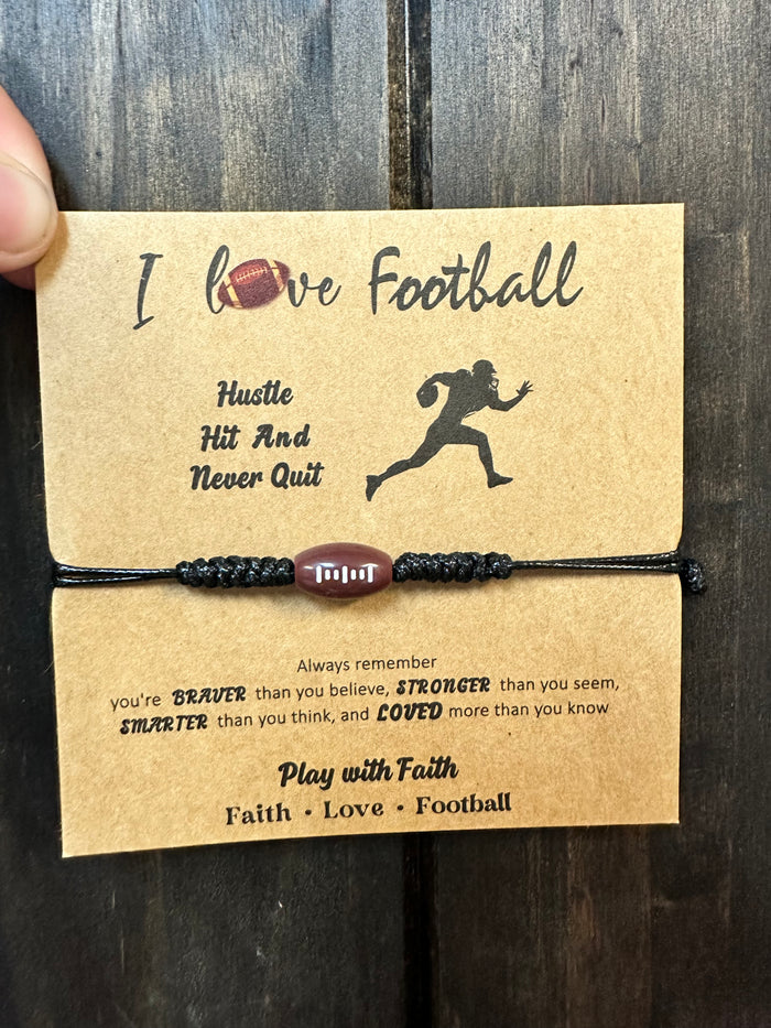 Sports Edition Bracelets- "Hustle, Hit And Never Quit" Football