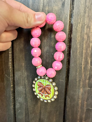 Skye Bracelet- "Football Bow" Light Pink