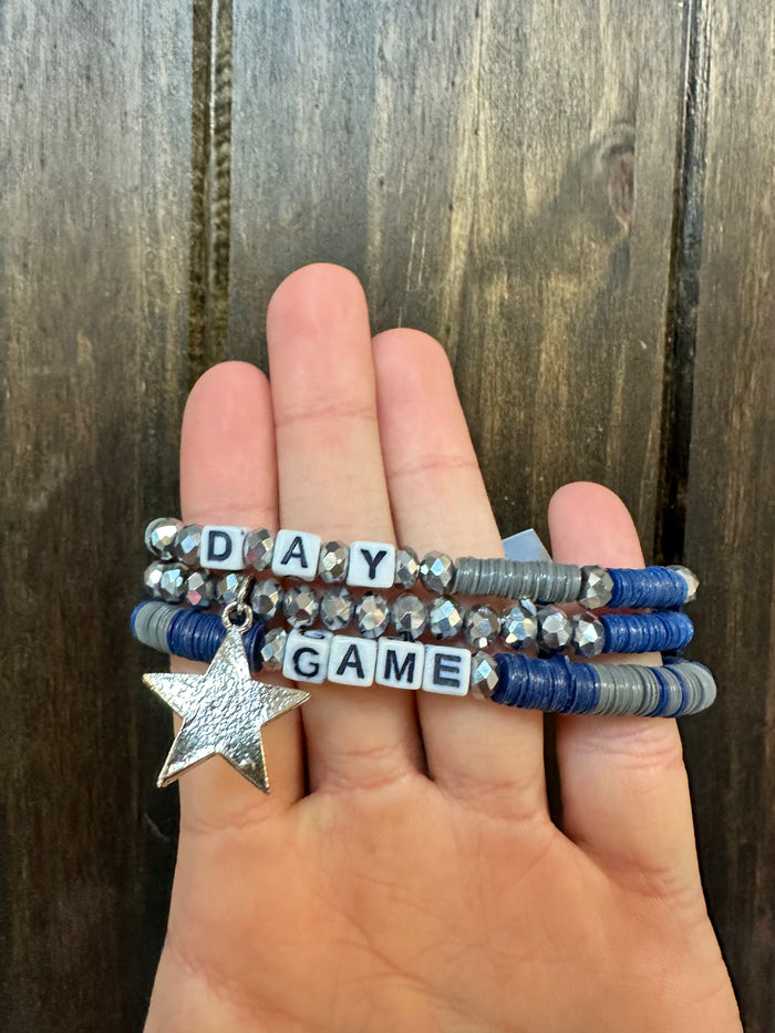 Bre Bracelets- "Game Day" Navy & Grey Cluster Set