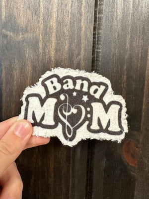 Gauze Fabric Hat Patches- "Marching Band Mom" Heart & Music Notes