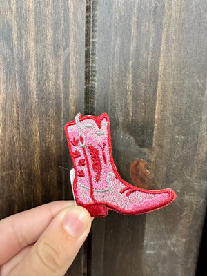 Monogrammed Patches- "Cowboy Boot" Pink & Red