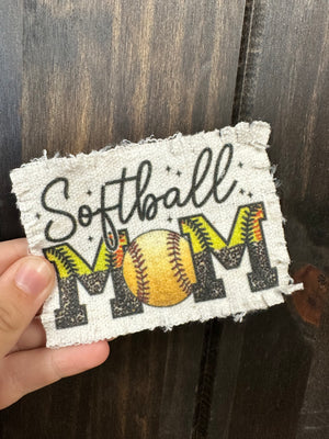 Gauze Fabric Hat Patches- "Softball Mom" Stars