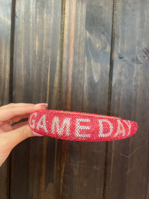 "OG" Rhinestone Headband- "Game Day" Red & Silver