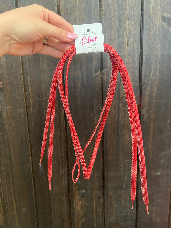 Glitter Shoelaces- Red