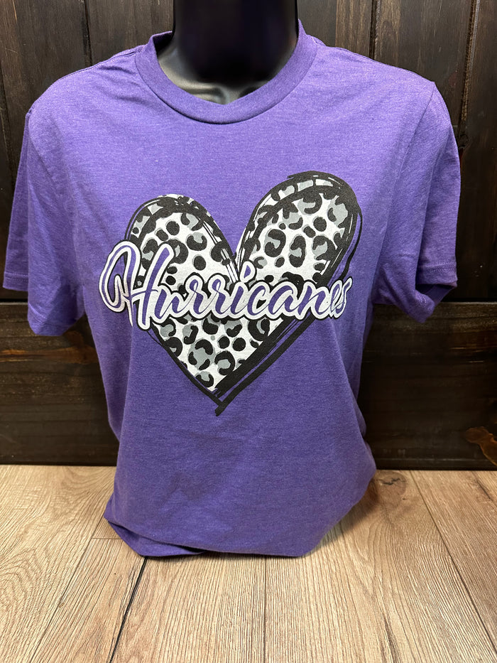 Hurricanes Tee- "Hurricanes; Grey Cheetah Heart"