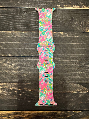 Silicone Watchband- Pink & Green Floral