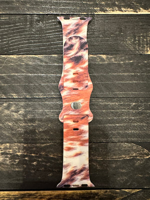 Silicone Watchband- Brown Cowhide Print
