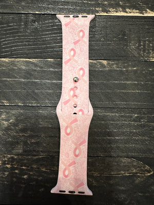 Silicone Watchband- "Breast Cancer" Ribbon