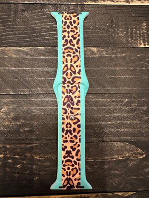 Silicone Watchband- Cheetah & Turquoise Stripe
