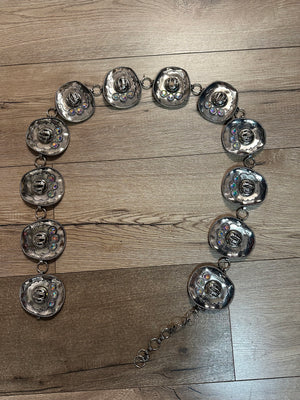 "Silver Rhinestone Cowboy Hat Concho" Belt