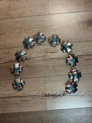 "Turquoise Cross Concho" Belt