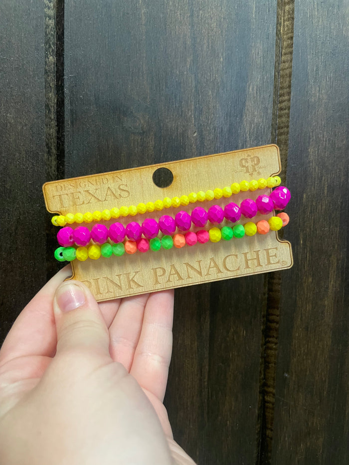 Pink Panache "Small" Cluster Bracelets- "Multicolor & Neon Purple" Mixed