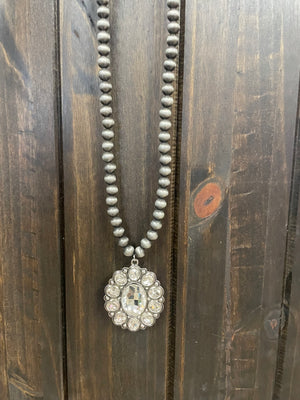 Manning Necklaces- "Rhinestone Blossom" Silver