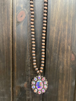 Manning Necklaces- "Rhinestone Blossom" Bronze