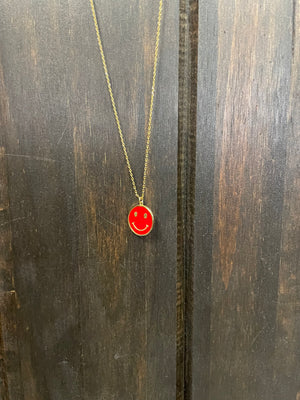 Lilly Necklace- "Smiley Face" Red