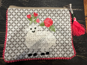 Karma Embroidered Make Up Bags- Floral Sheep