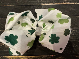 Rhinestone Sweetheart Bows- Four Leaf Clovers