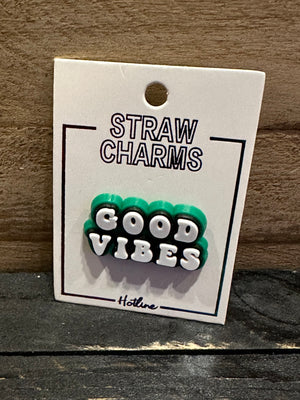 Straw Charms- "Good Vibes" Green