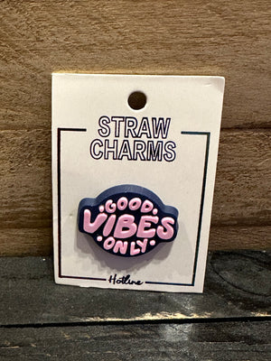 Straw Charms- "Good Vibes Only" Pink