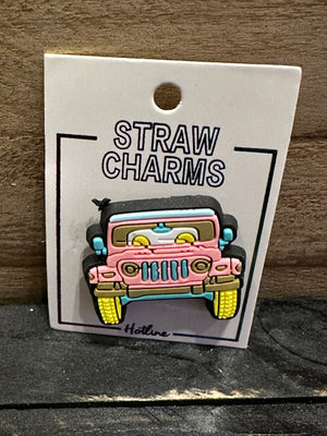 Straw Charms- "Pink Jeep"