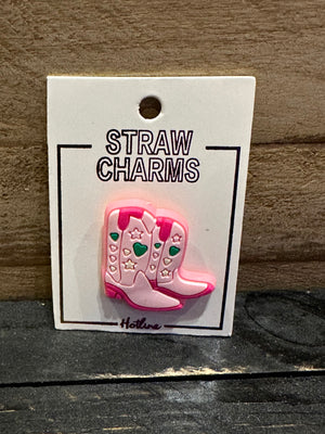 Straw Charms- "Pink Boots"